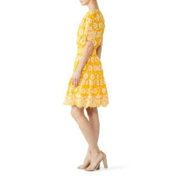 Tory Burch Embroidered Eyelet Yellow Dress Size 2 - Picture 4 of 11